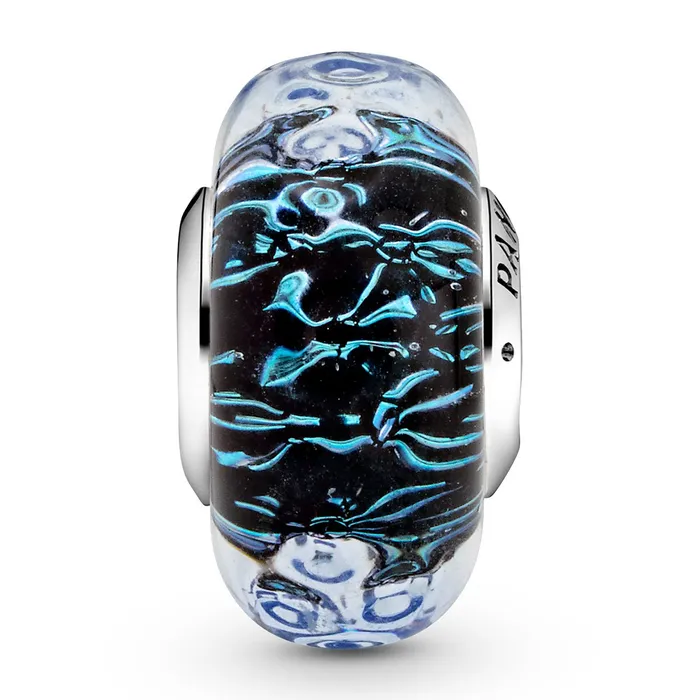 Charm Necklaces Pandora Pandora Wavy Dark Blue Murano Glass Ocean Charm