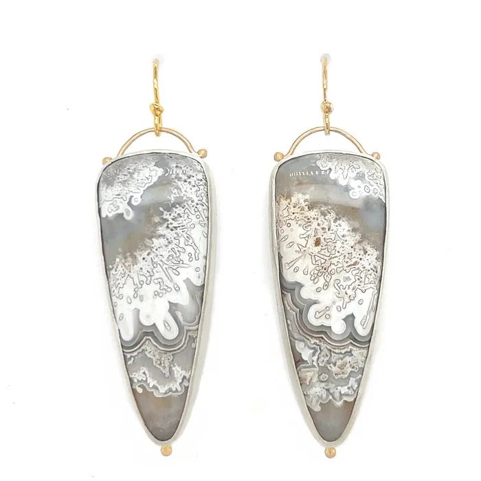 Earrings Emily Amey Jewelry Sterling Silver Lace Agate Statement earrings
