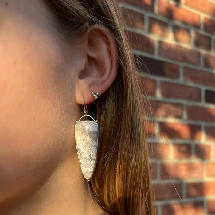 Earrings Emily Amey Jewelry Sterling Silver Lace Agate Statement earrings