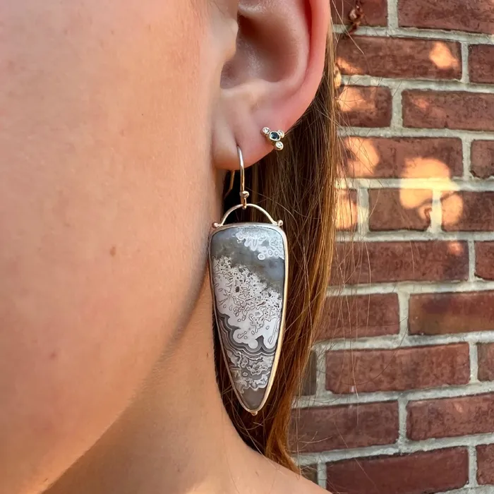 Earrings Emily Amey Jewelry Sterling Silver Lace Agate Statement earrings