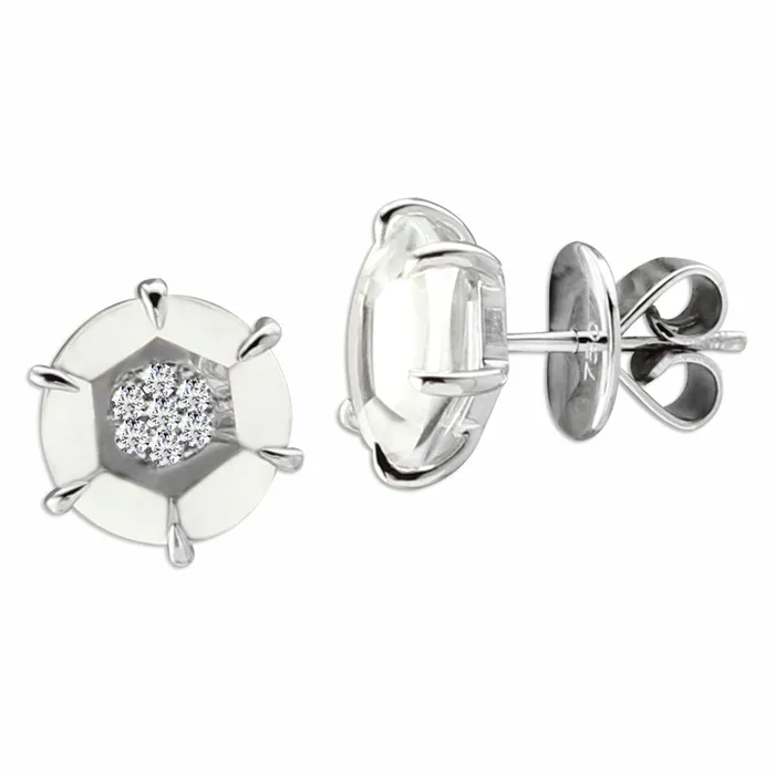 Earrings White Topaz Diamond 18K White Gold Stud Earrings348306 Frederic Sage