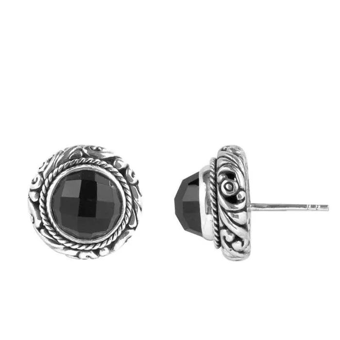 Elisa Ilana Earrings Black Onyx Sterling Silver Stud Earrinsg