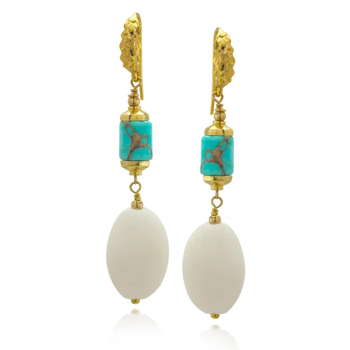Elisa Ilana Earrings Impressionist Collection Alabaster Turquoise Earrings
