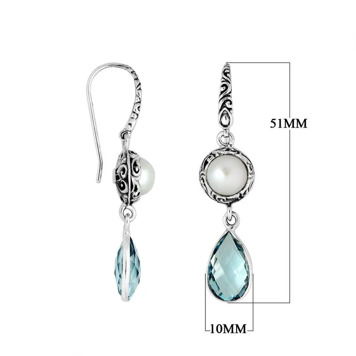 Elisa Ilana Earrings Pearl Blue Topaz Quartz Earrings