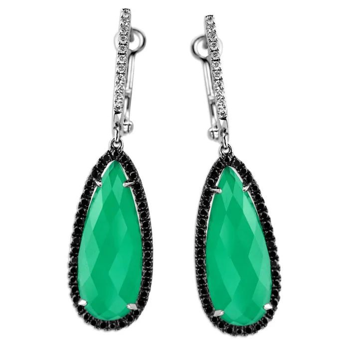 Green Agate Diamond Earrings339565 Doves by Doron Paloma Earrings