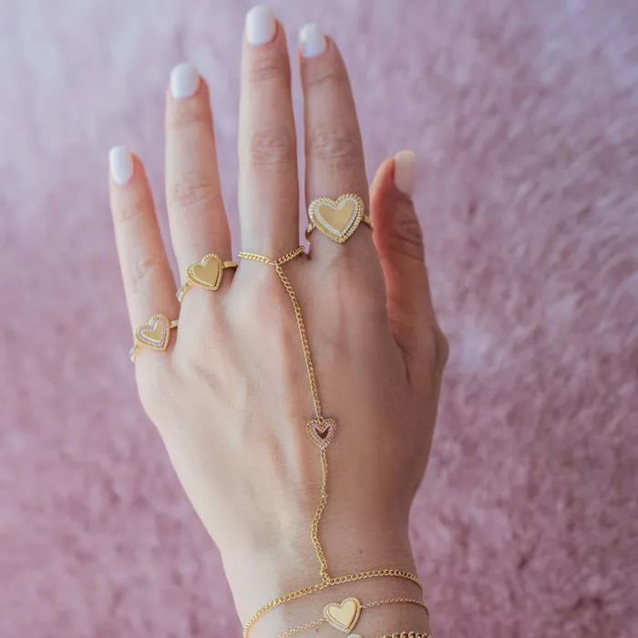 Large Fluted Pave Outline Heart Ring Alev Jewelry Rings