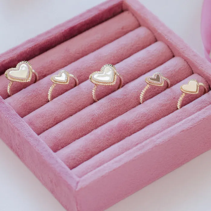Large Fluted Pave Outline Heart Ring Alev Jewelry Rings