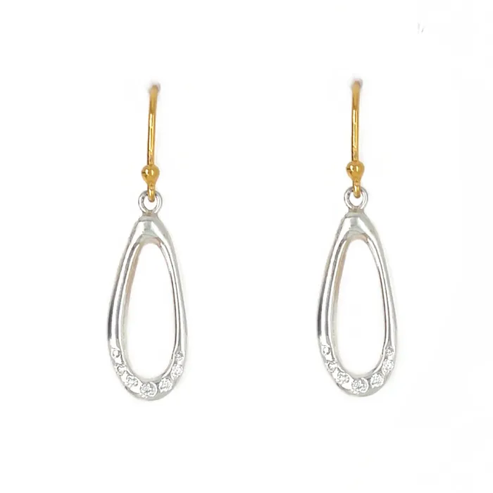 Miro Raindrop earrings with Diamonds in Gold or Sterling Silver Emily Amey Jewelry Earrings