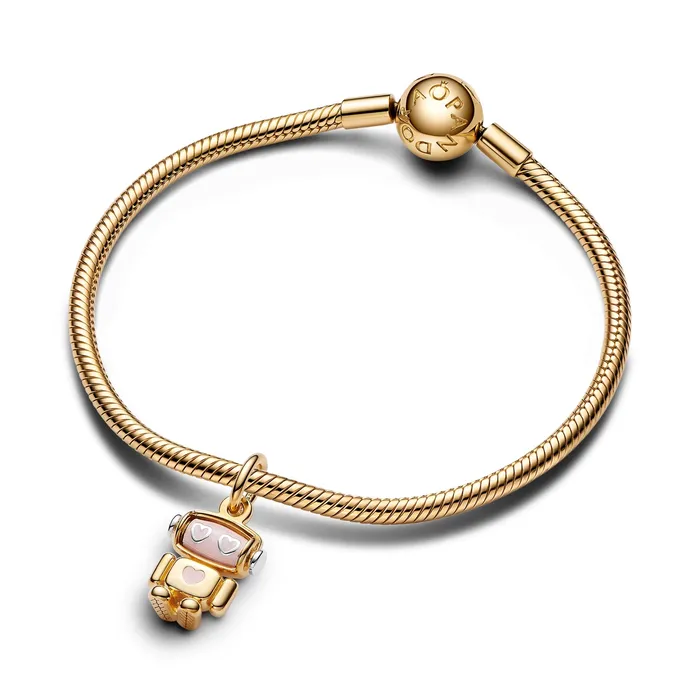 Pandora Spinnable Face Robot Dangle Charm Pandora Charm Necklaces