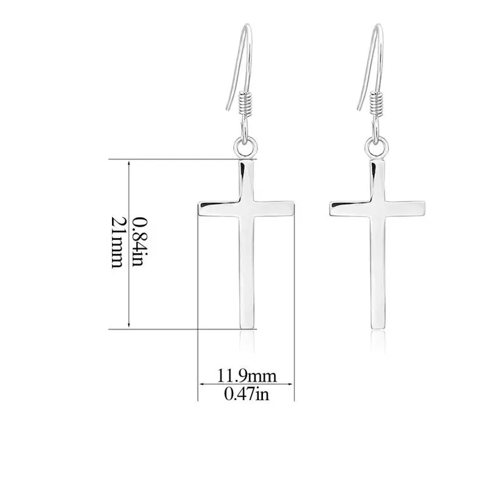 Silver Cross Drop Dangle Hook Earrings sparklingselections Earrings Silver Cross Drop Dangle Hook Earrings sparklingselections Earrings