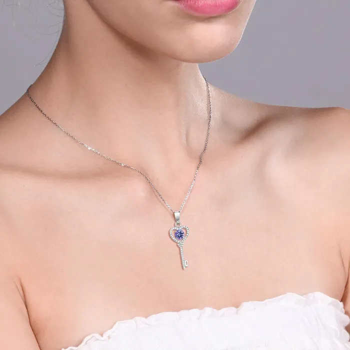 sparklingselections Blue Mystic Topaz Heart Key Pendant For Women Necklaces sparklingselections Blue Mystic Topaz Heart Key Pendant For Women Necklaces