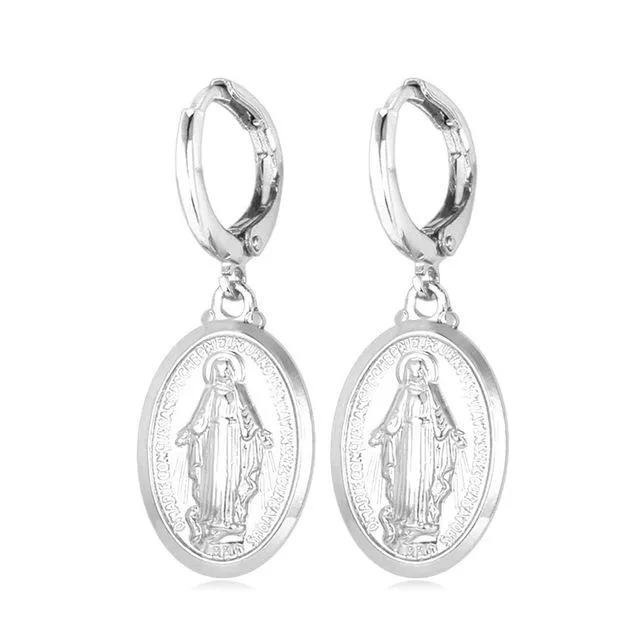 sparklingselections Earrings Silver Color Religious Drop Earrings For Women sparklingselections Earrings Silver Color Religious Drop Earrings For Women