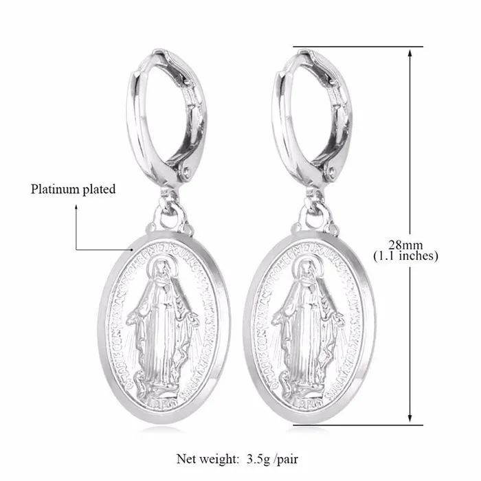 sparklingselections Earrings Silver Color Religious Drop Earrings For Women sparklingselections Earrings Silver Color Religious Drop Earrings For Women