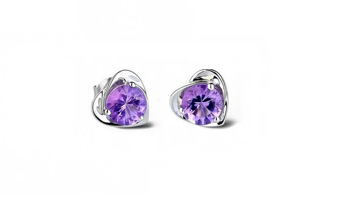 sparklingselections Sterling Purple Round Shape Silver Earrings For Girls Earrings sparklingselections Sterling Purple Round Shape Silver Earrings For Girls Earrings