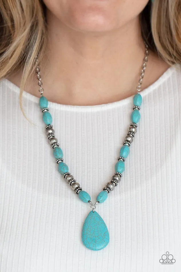 Blazing Saddles Blue Necklace Jewelry by Bretta Paparazzi Accessories Necklaces