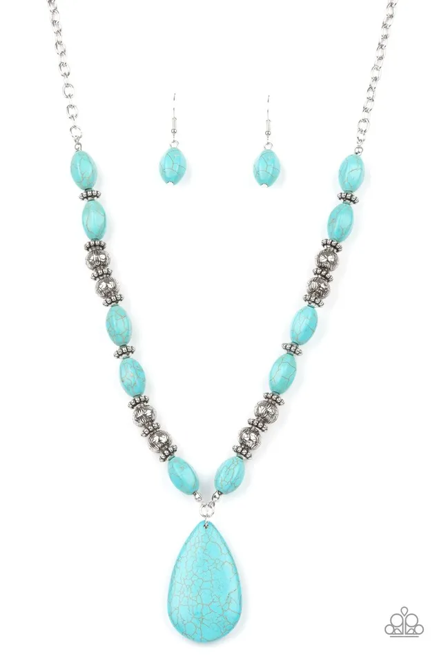 Blazing Saddles Blue Necklace Jewelry by Bretta Paparazzi Accessories Necklaces