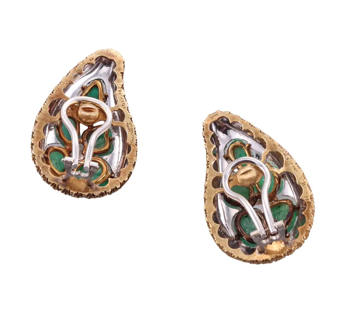 Earrings Buccellati Buccellati Carved Emerald Gold Earrings