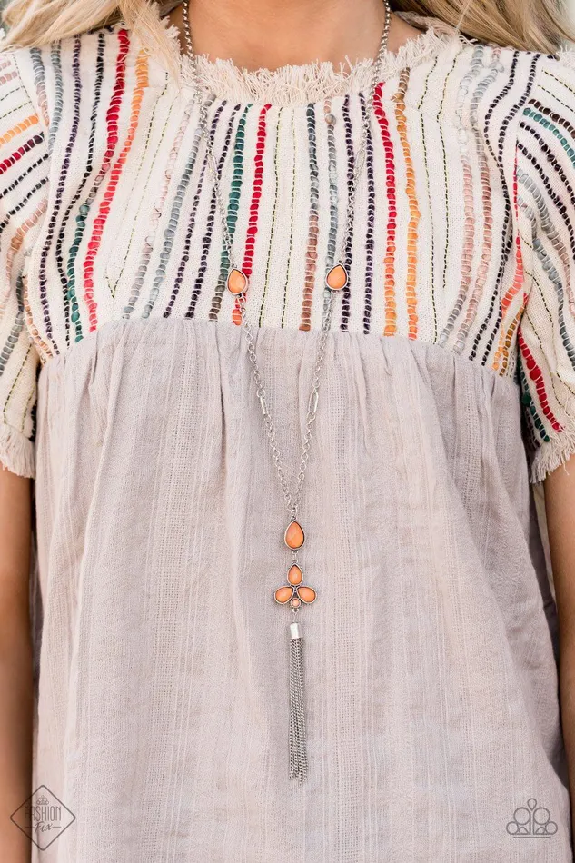 Eden Dew Orange Necklace Jewelry by Bretta Paparazzi Accessories Necklaces