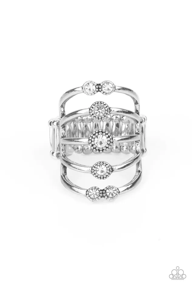 Layer On The Luster White Ring Jewelry by Bretta Paparazzi Accessories Rings