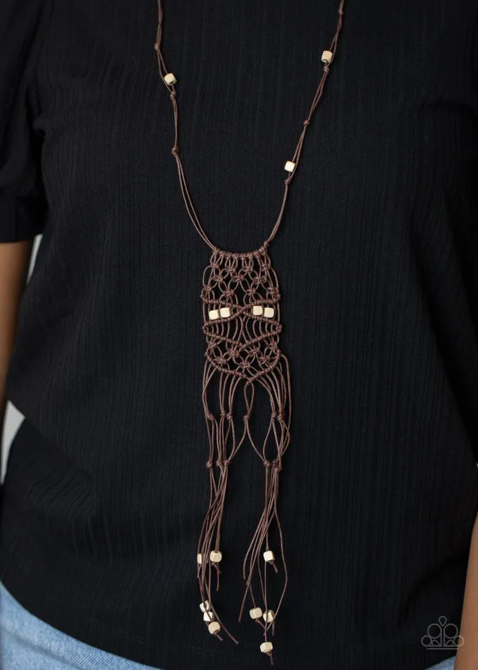 Macrame Majesty Brown Necklace Jewelry by Bretta Paparazzi Accessories Necklaces Macrame Majesty Brown Necklace Jewelry by Bretta Paparazzi Accessories Necklaces