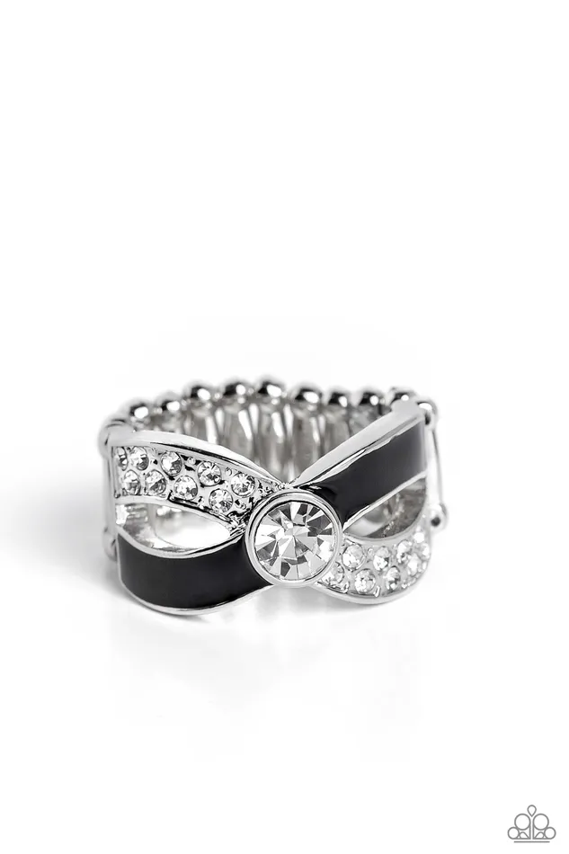 Paparazzi Accessories CROSSED and Found Black Ring Jewelry by Bretta Rings