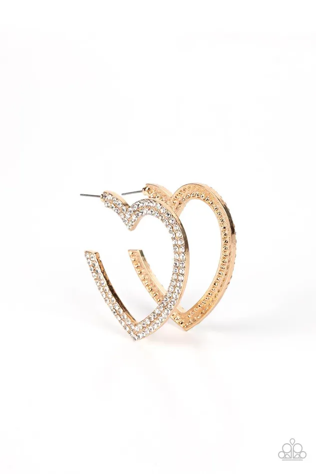 Paparazzi Accessories Earrings AMORE to Love Gold Earrings Jewelry by Bretta