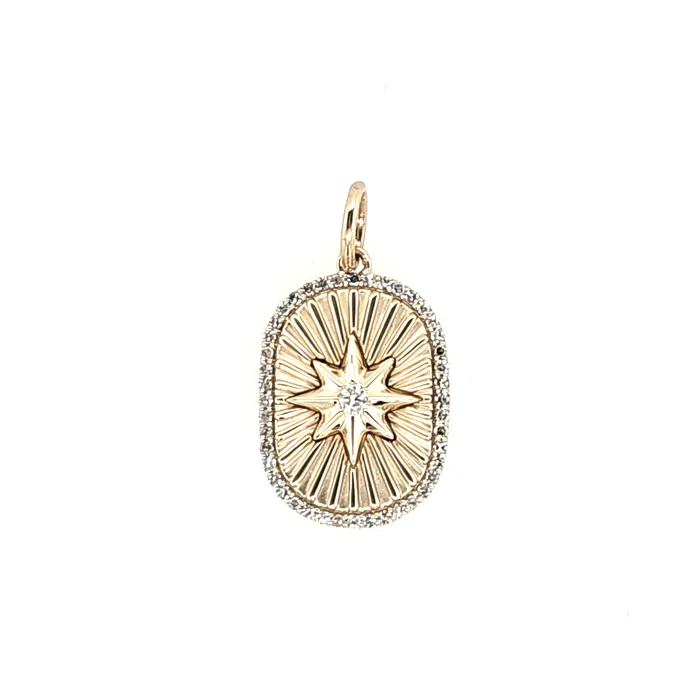 14k Yellow Gold Diamond Textured Oval Pendant with Raised Star I9101 KC Designs Necklaces 14k Yellow Gold Diamond Textured Oval Pendant with Raised Star I9101 KC Designs Necklaces