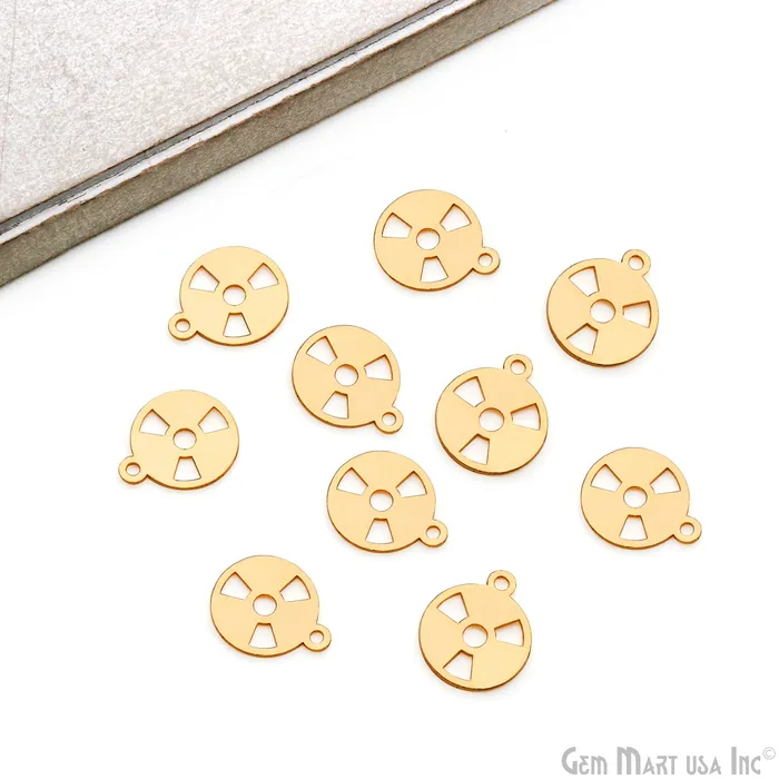 Biohazard Radiation Symbol Shape Laser Finding Gold Plated 18x15mm Charm For Bracelets Pendants GemMartUSA Charm Necklaces