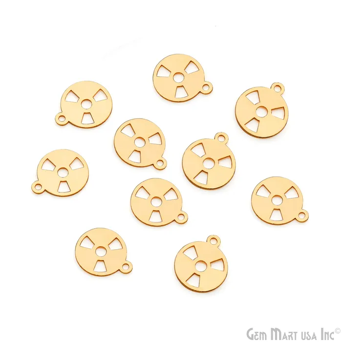 Biohazard Radiation Symbol Shape Laser Finding Gold Plated 18x15mm Charm For Bracelets Pendants GemMartUSA Charm Necklaces Biohazard Radiation Symbol Shape Laser Finding Gold Plated 18x15mm Charm For Bracelets Pendants GemMartUSA Charm Necklaces