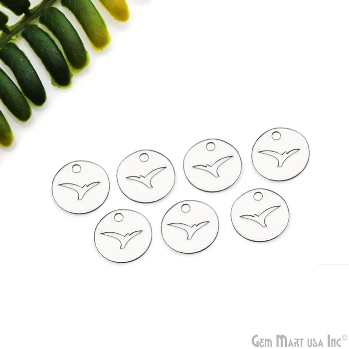 Bird Charm On Round Shape Laser Finding Silver Plated 13mm Charm For Bracelets Pendants GemMartUSA Charm Necklaces Bird Charm On Round Shape Laser Finding Silver Plated 13mm Charm For Bracelets Pendants GemMartUSA Charm Necklaces
