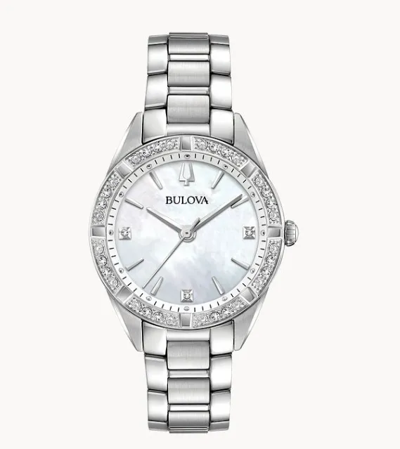 Bulova Necklaces Bulova Womens Sutton Mother of Pearl Diamond Stainless Steel Watch I5407 Bulova Necklaces Bulova Womens Sutton Mother of Pearl Diamond Stainless Steel Watch I5407