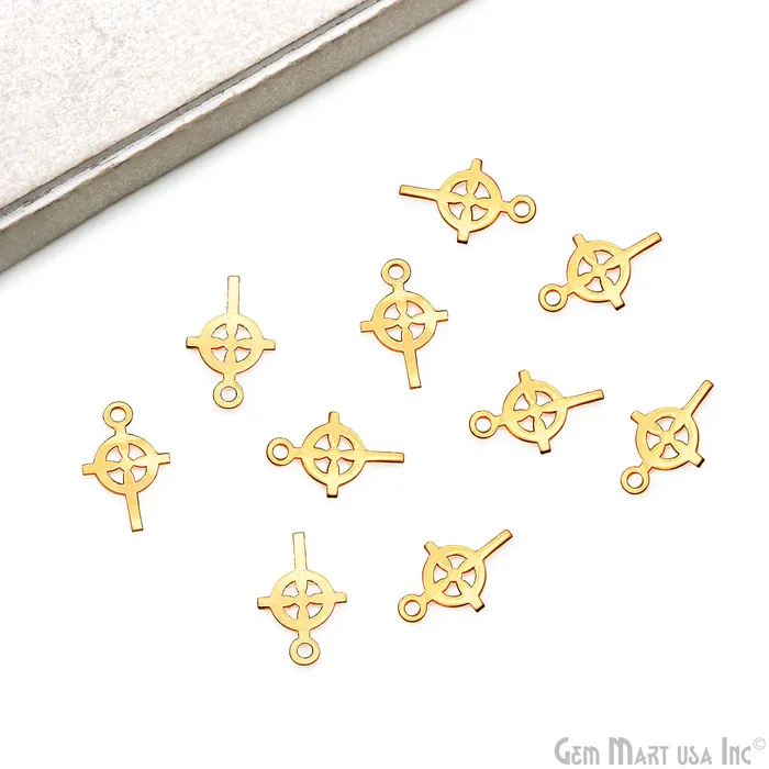 Charm Necklaces GemMartUSA Celtic Cross Shape Laser Finding Gold Plated 18x11mm Charm For Bracelets Pendants