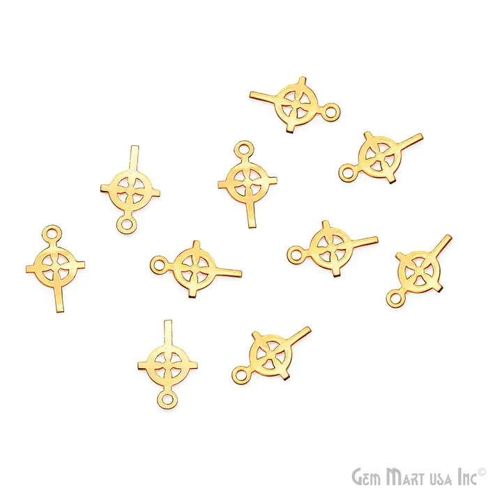 Charm Necklaces GemMartUSA Celtic Cross Shape Laser Finding Gold Plated 18x11mm Charm For Bracelets Pendants Charm Necklaces GemMartUSA Celtic Cross Shape Laser Finding Gold Plated 18x11mm Charm For Bracelets Pendants