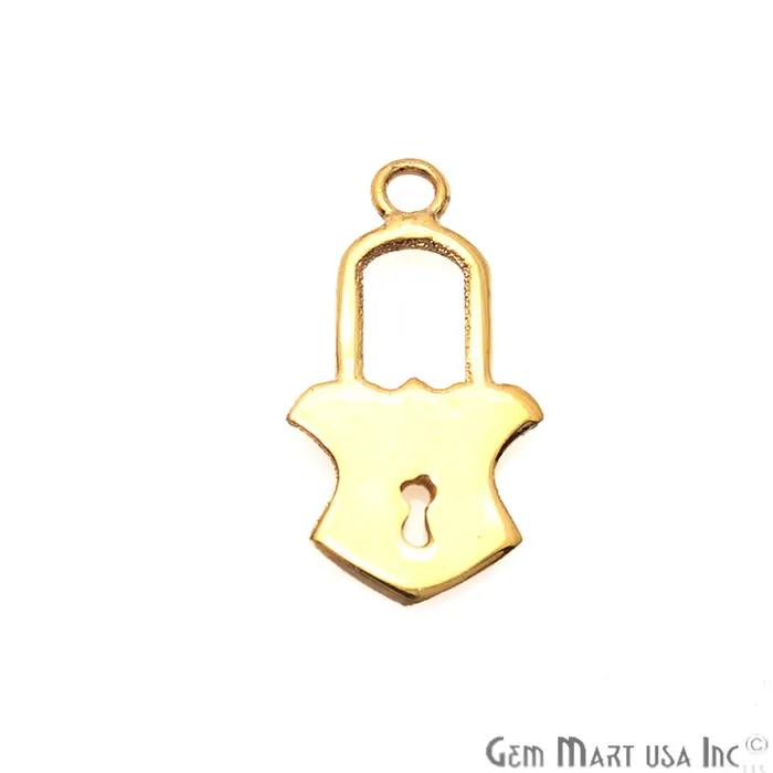 Charm Necklaces GemMartUSA Lock Shape Gold Plated 16x8mm Finding Charm Connector
