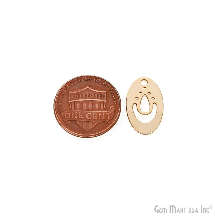 Charm Necklaces GemMartUSA Oval Shape Charm Laser Finding Gold Plated 104x18mm Charm For Bracelets Pendants Charm Necklaces GemMartUSA Oval Shape Charm Laser Finding Gold Plated 104x18mm Charm For Bracelets Pendants