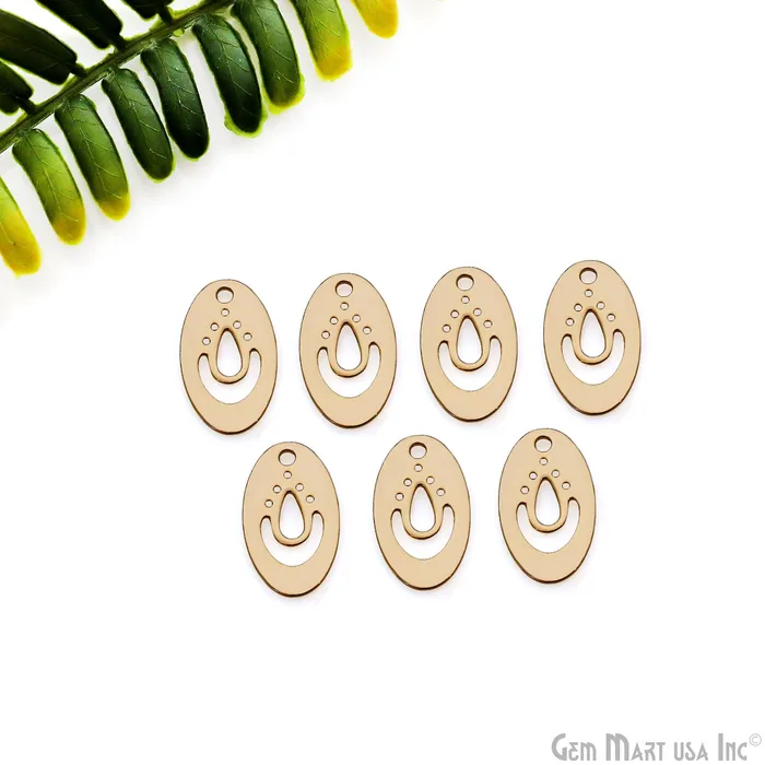 Charm Necklaces GemMartUSA Oval Shape Charm Laser Finding Gold Plated 104x18mm Charm For Bracelets Pendants Charm Necklaces GemMartUSA Oval Shape Charm Laser Finding Gold Plated 104x18mm Charm For Bracelets Pendants