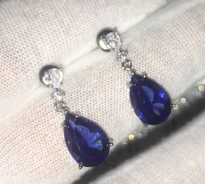 Earrings Minx London Dangle Earrings Teardrop Earrings Blue Diamond Earrings Diamond Earrings Teardrop Earrings Womens Diamond Earrings Blue Earrings