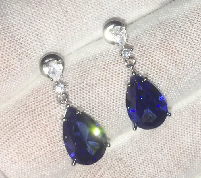 Earrings Minx London Dangle Earrings Teardrop Earrings Blue Diamond Earrings Diamond Earrings Teardrop Earrings Womens Diamond Earrings Blue Earrings