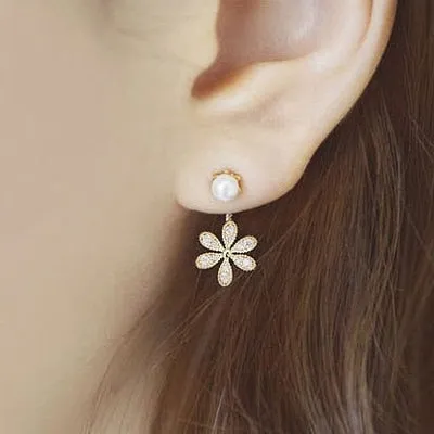 Earrings SWEET T 52 Simulated PearlCrystal Stud Earrings In Intricate Patterns for Women and Girls