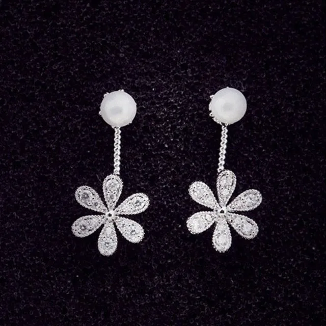 Earrings SWEET T 52 Simulated PearlCrystal Stud Earrings In Intricate Patterns for Women and Girls