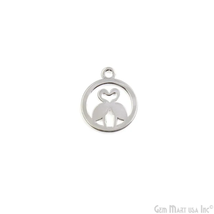 GemMartUSA Charm Necklaces Flamingo Bird Shape Laser Finding Silver Plated 18x15mm Charm For Bracelets Pendants