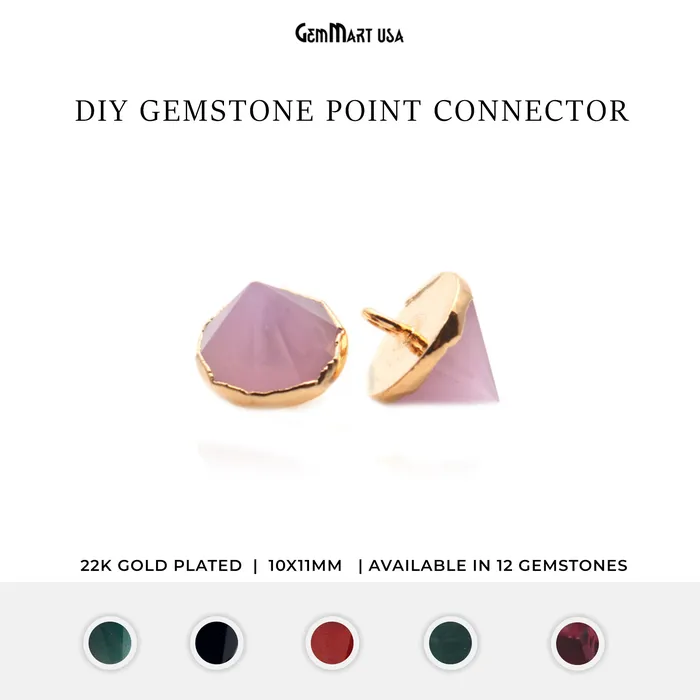 GemMartUSA Charm Necklaces Gemstone 11x10mm Single Point Gold Bracelets Charm Connector