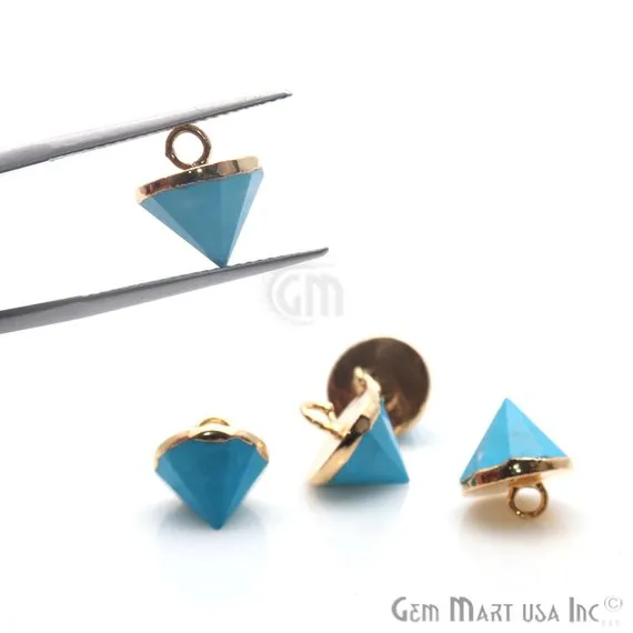 GemMartUSA Charm Necklaces Gemstone 11x10mm Single Point Gold Bracelets Charm Connector