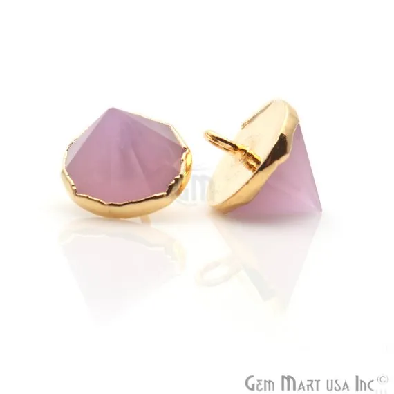 GemMartUSA Charm Necklaces Gemstone 11x10mm Single Point Gold Bracelets Charm Connector