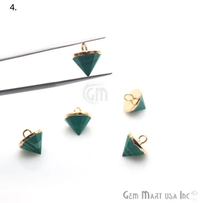 GemMartUSA Charm Necklaces Gemstone 11x10mm Single Point Gold Bracelets Charm Connector