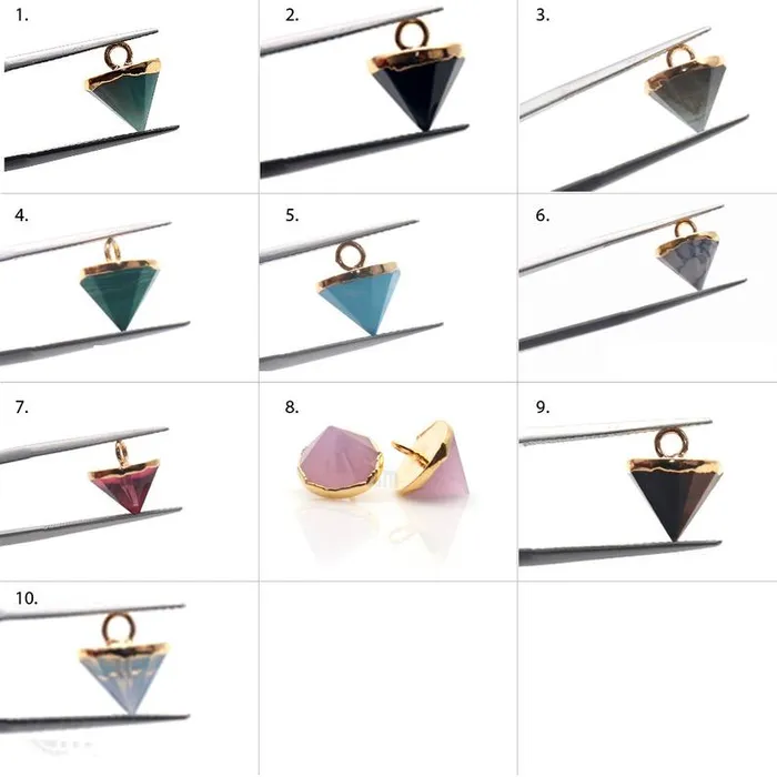 GemMartUSA Charm Necklaces Gemstone 11x10mm Single Point Gold Bracelets Charm Connector