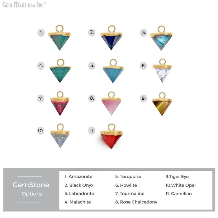 GemMartUSA Charm Necklaces Gemstone 11x10mm Single Point Gold Bracelets Charm Connector