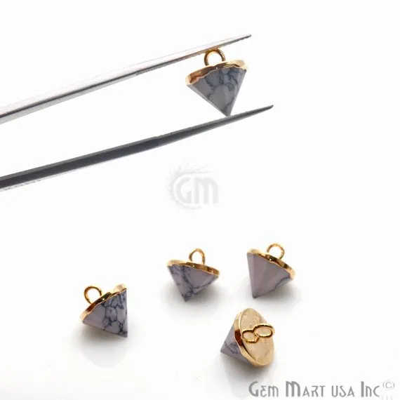 GemMartUSA Charm Necklaces Gemstone 11x10mm Single Point Gold Bracelets Charm Connector