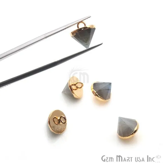 GemMartUSA Charm Necklaces Gemstone 11x10mm Single Point Gold Bracelets Charm Connector