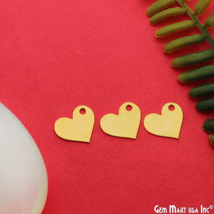GemmartUSA Charm Necklaces Heart Shape Laser Finding 149x125mm Gold Plated Charm For Bracelets Pendants